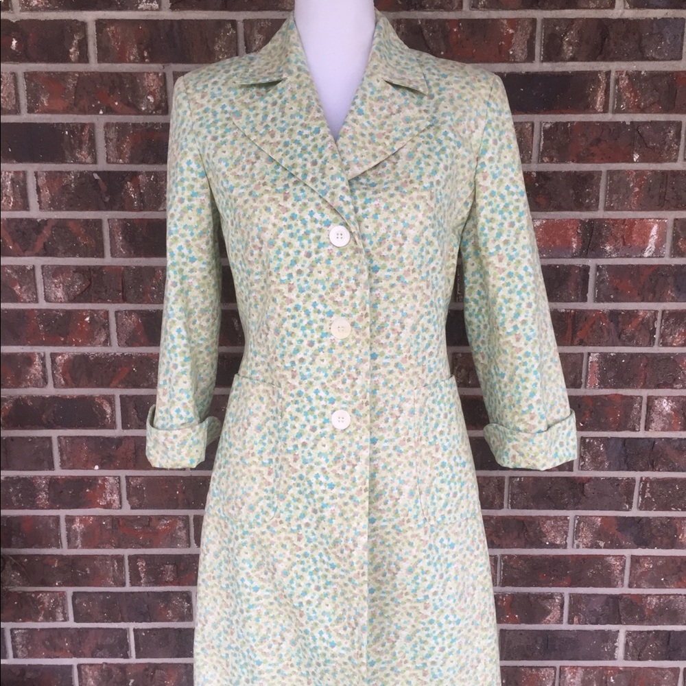 Express Floral Jacket Long Coat Pea Coat Trench. The sleeves are 3/4 length